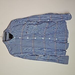 Bench large blue and white striped long sleeve button down shirt